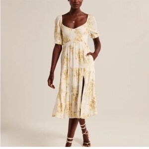 Abercrombie & Fitch Yellow Floral Midi Dress